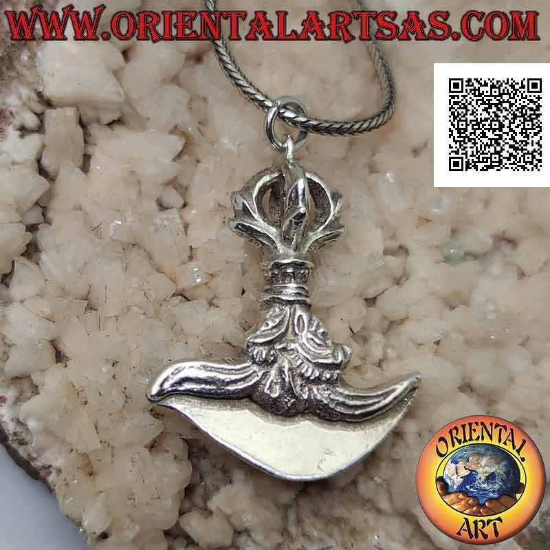 Silver pendant, Tibetan Kartika (Buddhist spiritual weapon object) with dorje