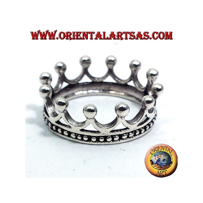 anillo de plata, corona sencilla