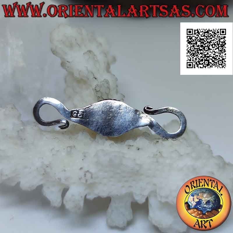 Fermoir "S" en argent 925 ‰ avec cabochon naturel grenat ovale pour colliers ou bracelets