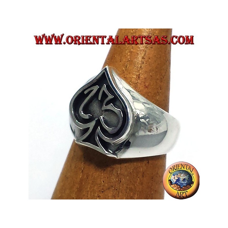 silver ring Ace of Spades with thirteen