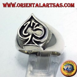 silver ring Ace of Spades with thirteen