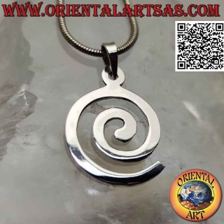 Ciondolo in argento a forma spirale liscia con retro martellato (Ø 15)