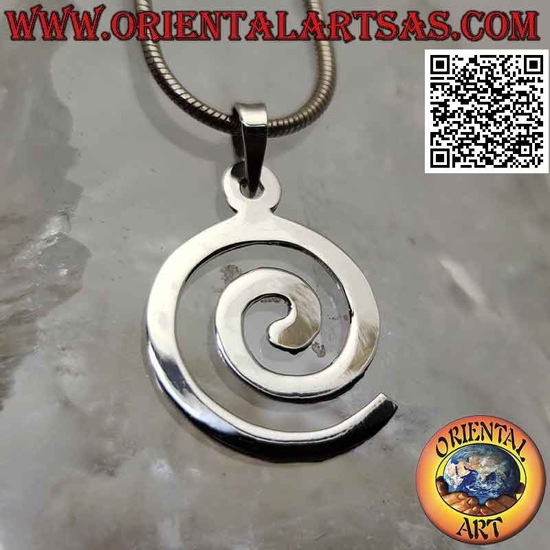 Ciondolo in argento a forma spirale liscia con retro martellato (Ø 15)