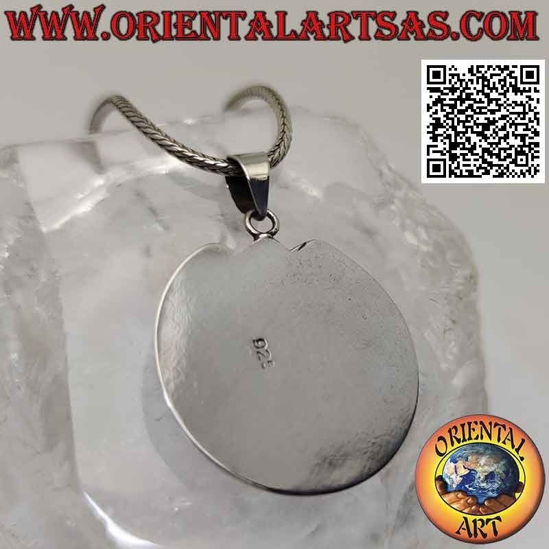 Colgante de plata, sol con cara en la luna en estilo nepalí (Ø 30 mm)