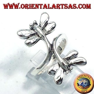 Bague en argent avec deux libellules