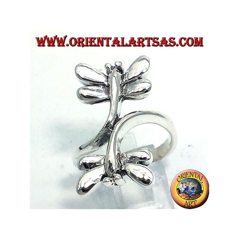 Anillo de plata con dos libélulas