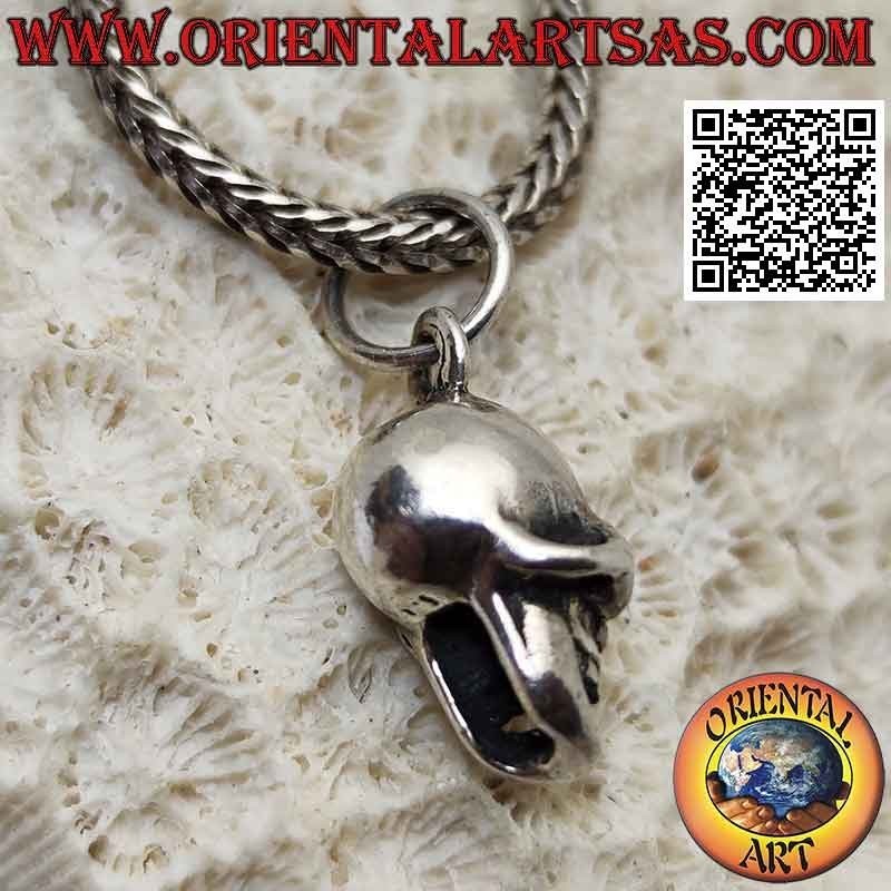 Colgante de plata en forma de calavera tridimensional con ojos bien abiertos (pequeño)