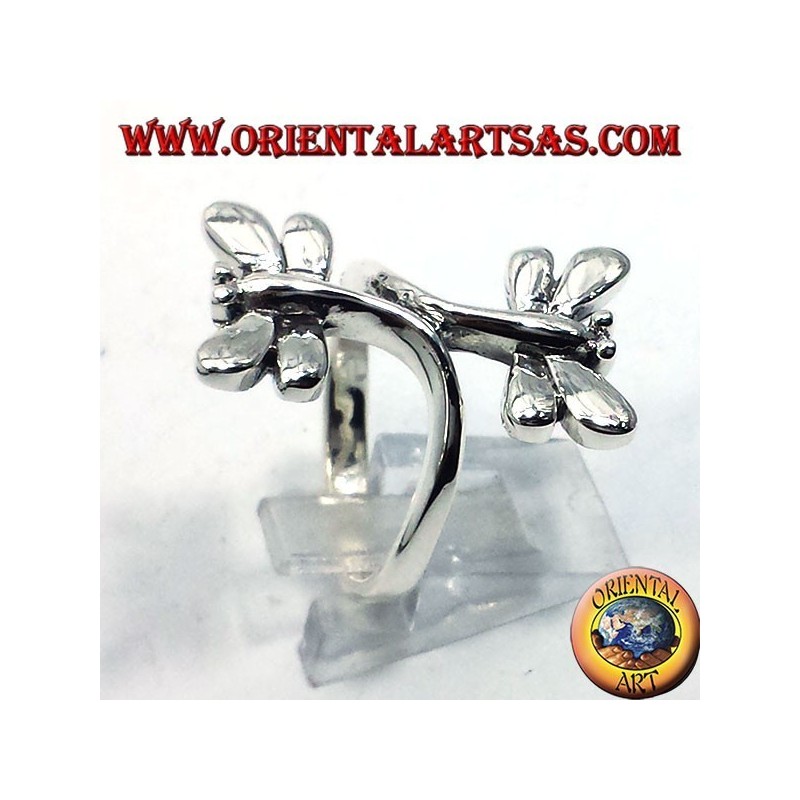 Anello in argento con due  libellule