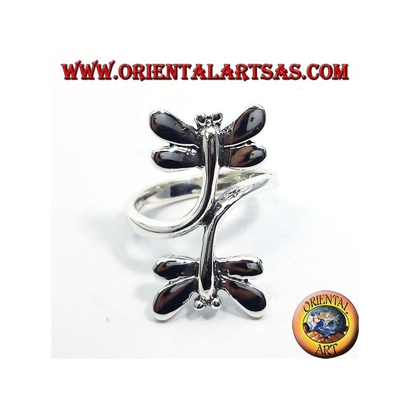 Anillo de plata con dos libélulas