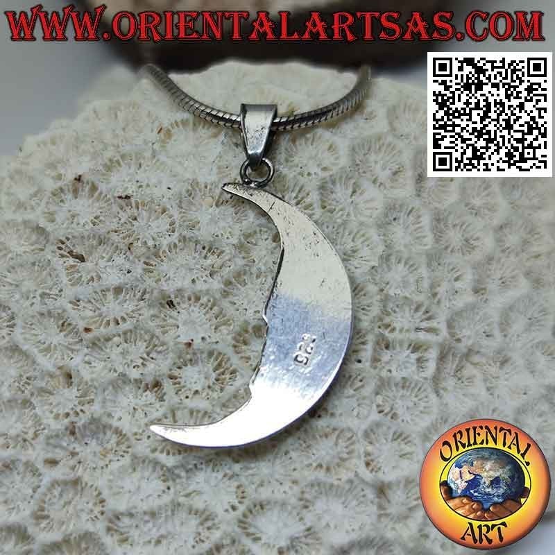 Pendentif en argent, croissant avec visage en forme (grand)