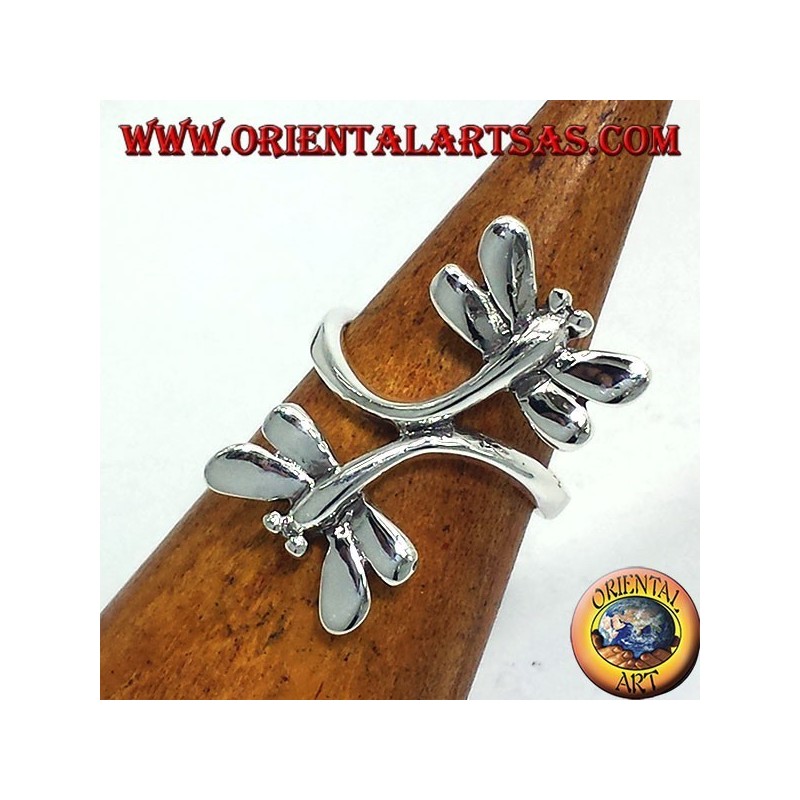 Bague en argent avec deux libellules