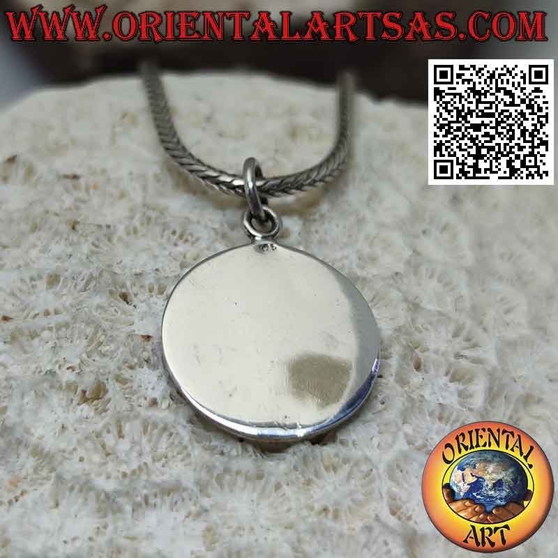 Colgante de plata, medalla con luna y estrella en bajorrelieve