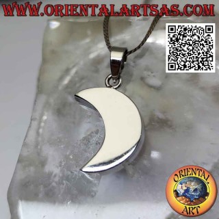 Pendentif en argent, croissant lisse épais en trois dimensions