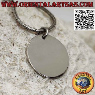 Colgante de plata con medalla redonda plana lisa (Ø 22)