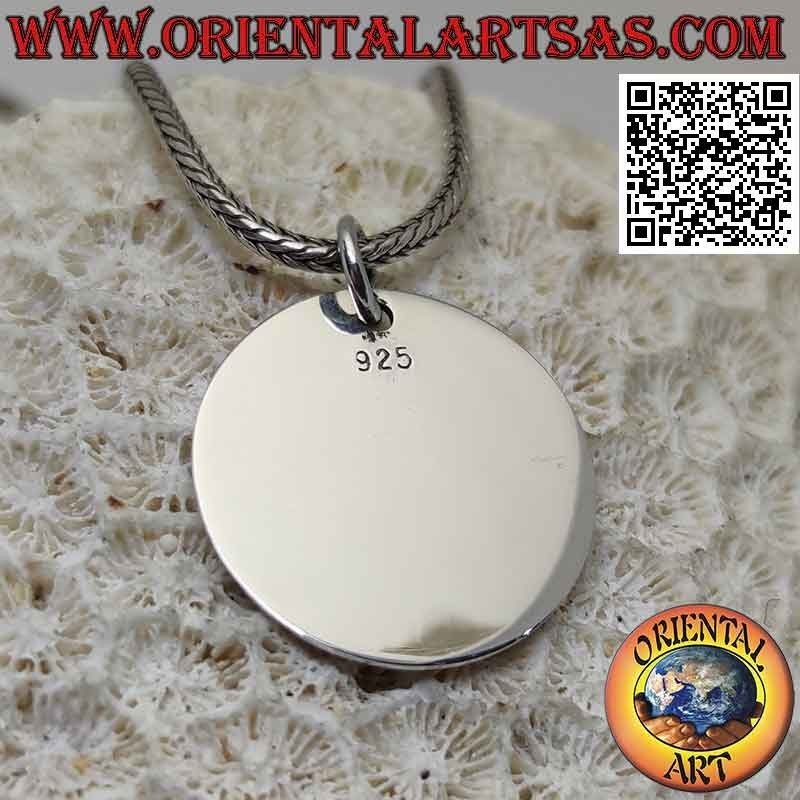 Ciondolo in argento medaglietta liscia tonda piatta (Ø 22 )