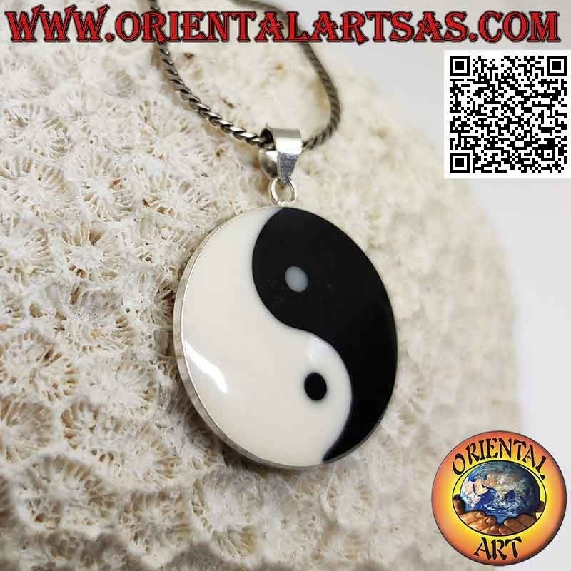 Ciondolo in argento yin yang "Tao" piatto da 25 mm Ø