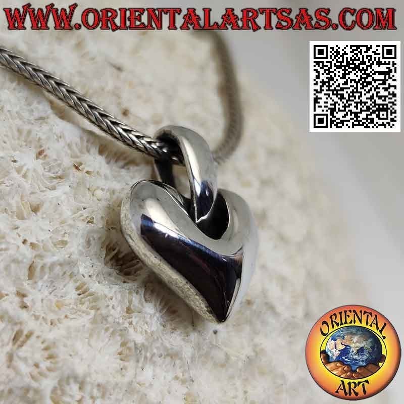 Ciondolo in argento liscio tridimensionale in stile moderno