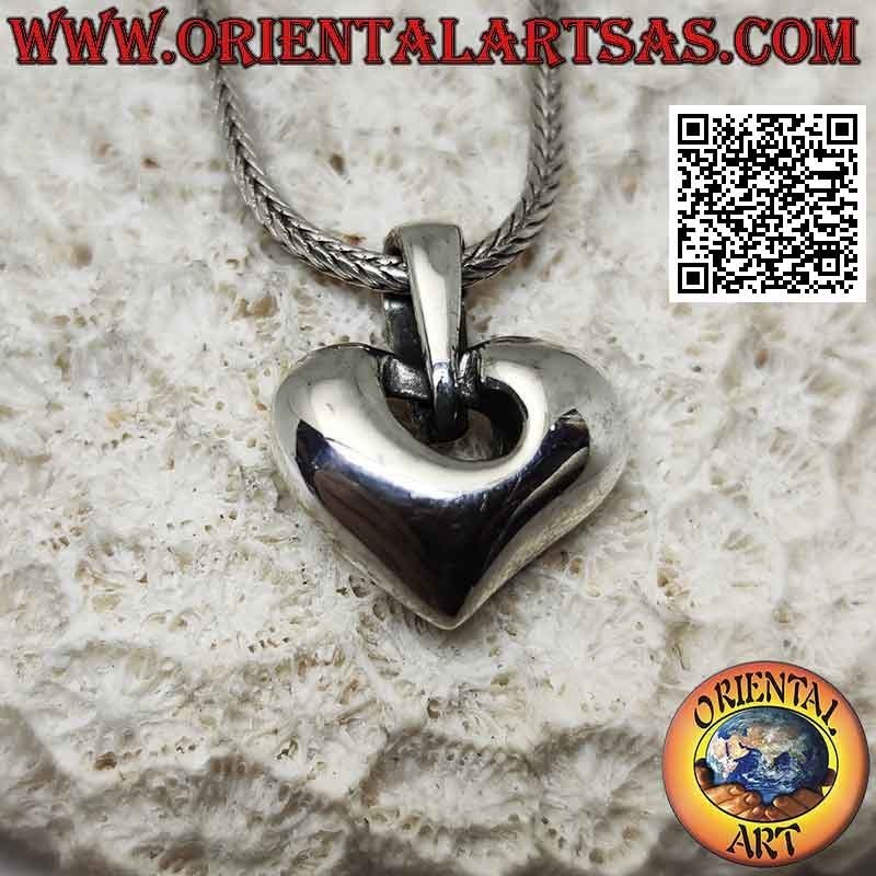 Three-dimensional smooth silver pendant in a modern style