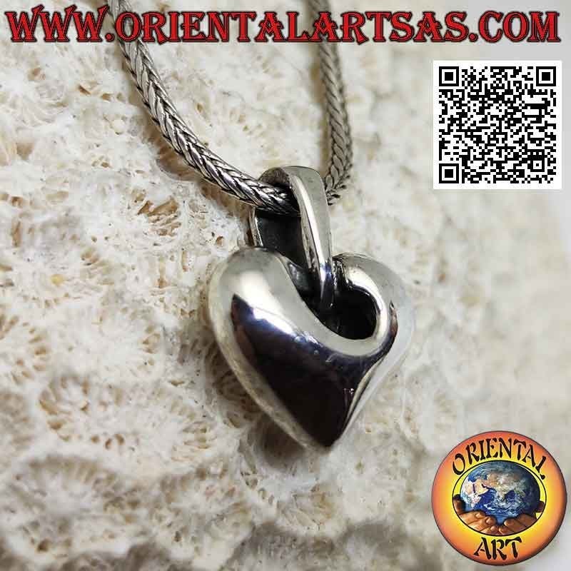 Three-dimensional smooth silver pendant in a modern style