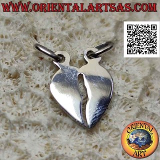 Doppelter Silberanhänger, glattes gebrochenes Herz