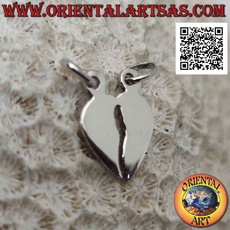 Pendentif double en argent, coeur brisé lisse