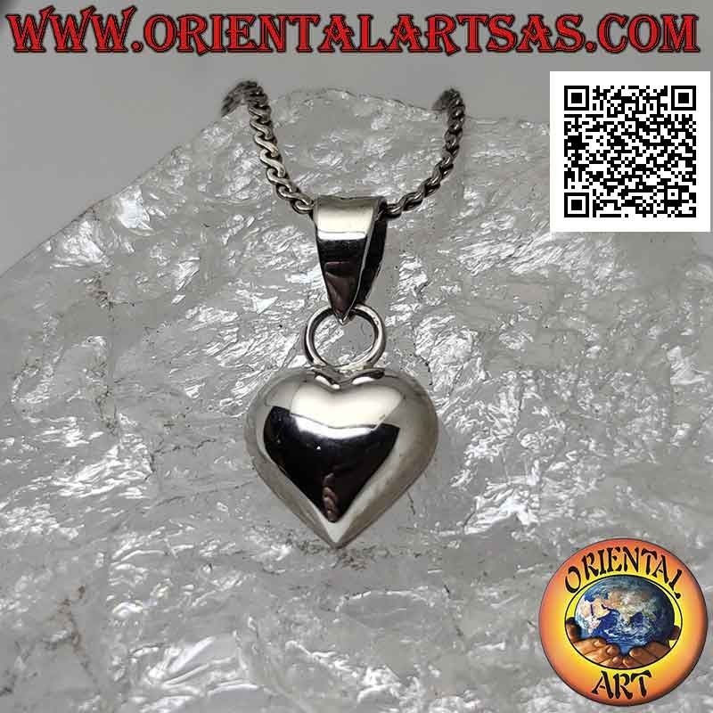 Colgante de plata, corazón pequeño redondeado liso