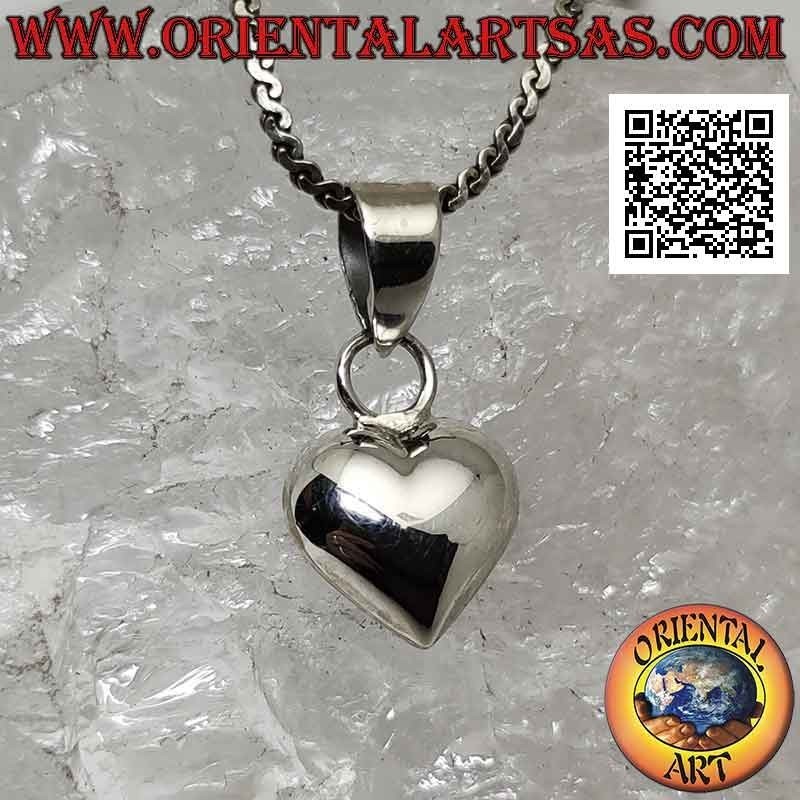 Colgante de plata, corazón pequeño redondeado liso