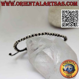 Bracelet macramé avec pépites d'argent 925 ‰ (réglable)