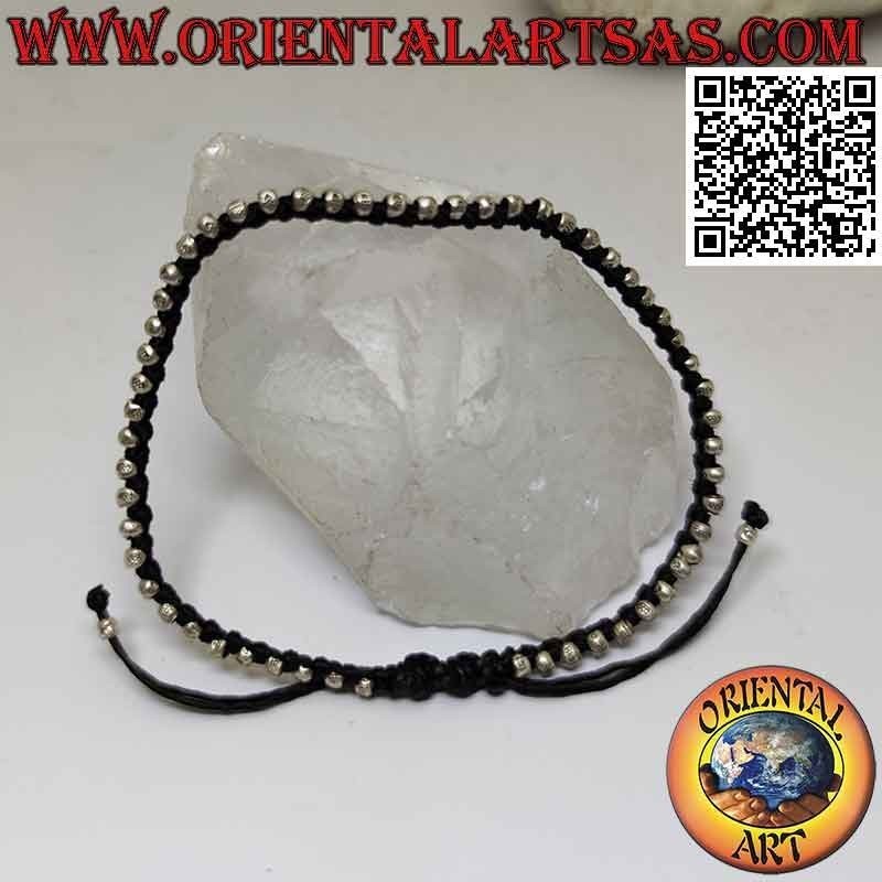 Bracciale macramè con pepite in argento 925‰ (regolabile)