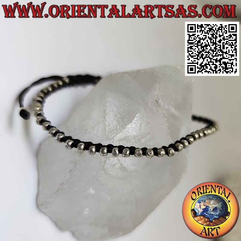 Pulsera de macramé con pepitas de plata 925 ‰ (ajustable)