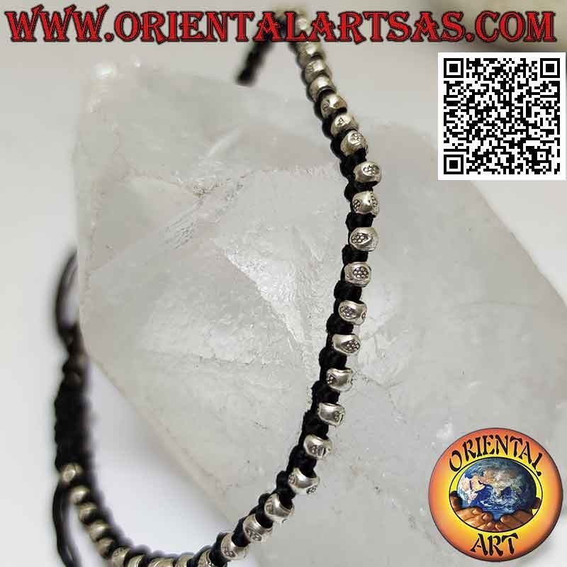 Makramee-Armband mit 925 ‰ Silbernuggets (verstellbar)