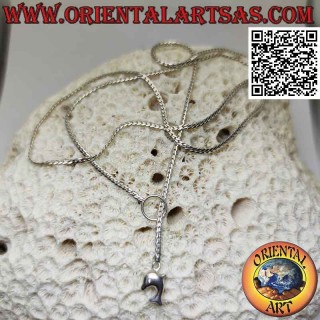 Collana "saliscendi" in argento 925 ‰ con maglia snake piatto da 62 cm x 2 mm