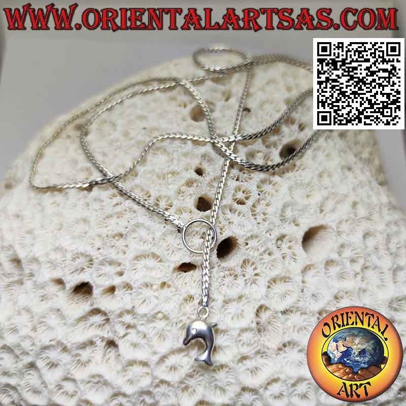 925 ‰ silver "ups and downs" necklace with 62 cm x 2 mm flat snake link