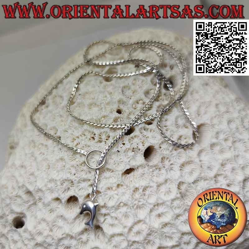 Collar "altibajos" de plata 925 ‰ con eslabón de serpiente plano de 62 cm x 2 mm