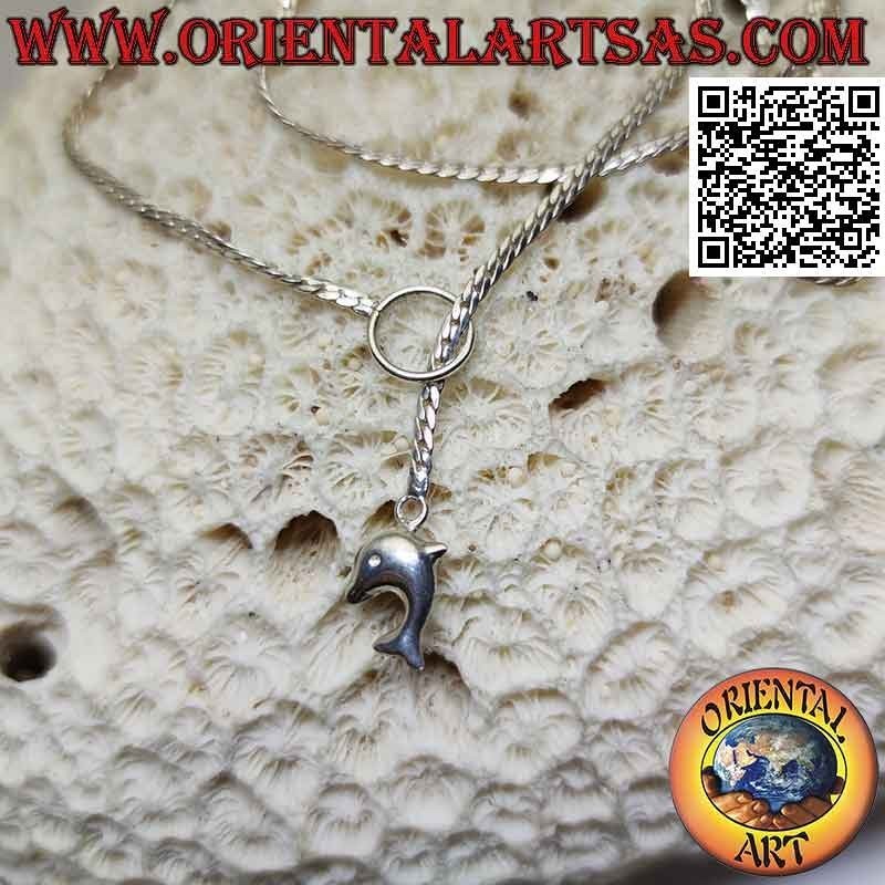 Collar "altibajos" de plata 925 ‰ con eslabón de serpiente plano de 62 cm x 2 mm