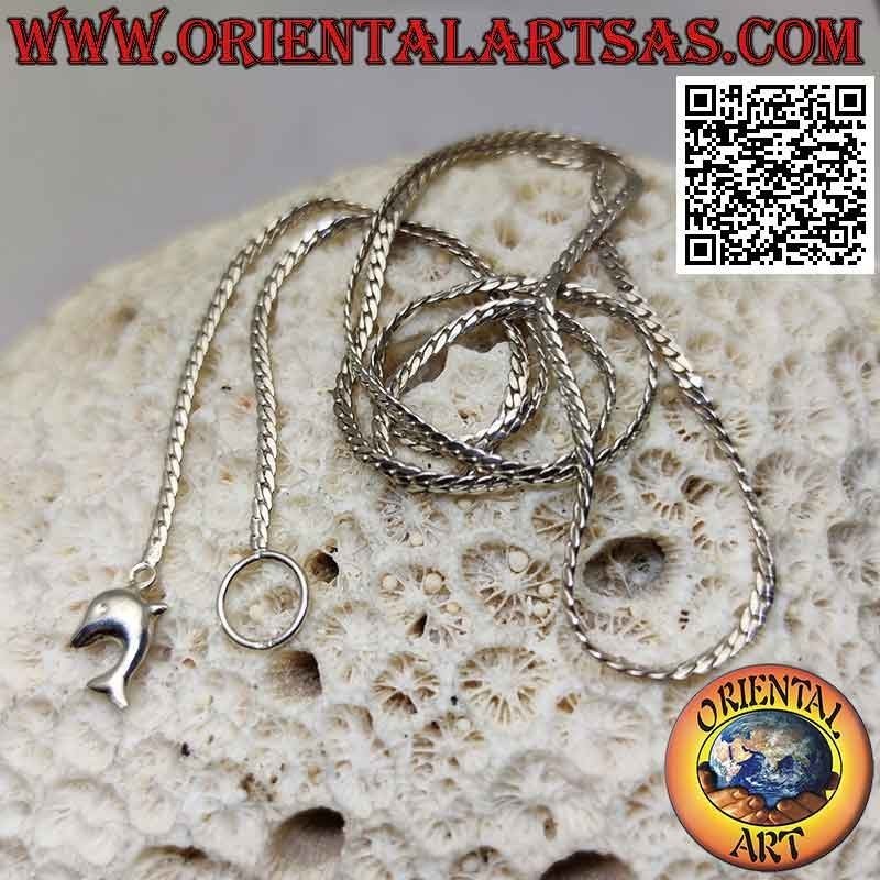 Collana "saliscendi" in argento 925 ‰ con maglia snake piatto da 62 cm x 2 mm
