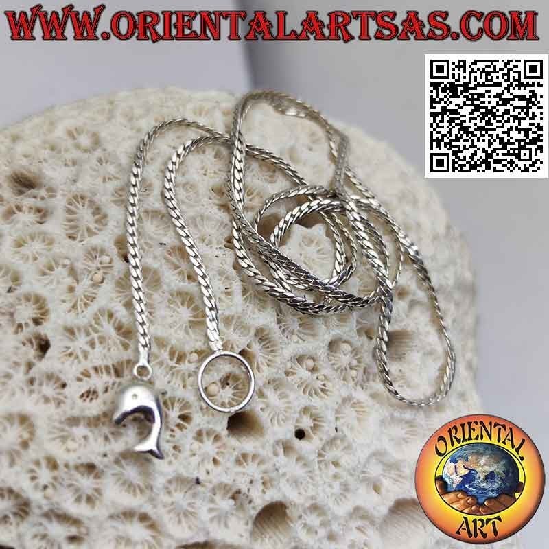Collar "altibajos" de plata 925 ‰ con eslabón de serpiente plano de 62 cm x 2 mm