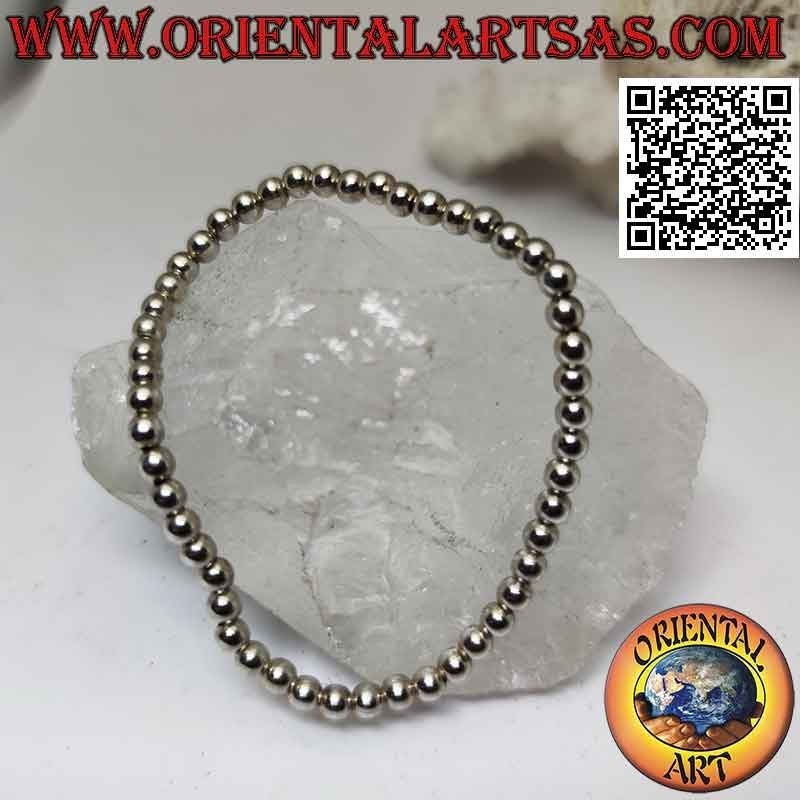 Silver bracelet with 3.5 mm Ø balls strung on elastic
