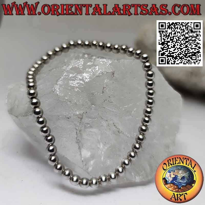 Bracciale Argento Palline 3,5mm Elastico. Eleganza | Oriental Art