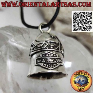 Ciondolo campanello in argento con moto e stemma Harley Davidson