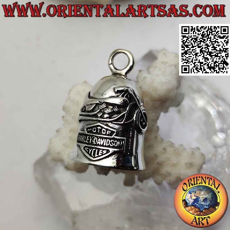 Pendentif cloche en argent avec emblème moto et Harley Davidson