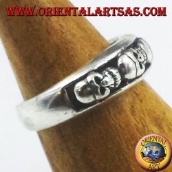 argent bande de bague, crânes