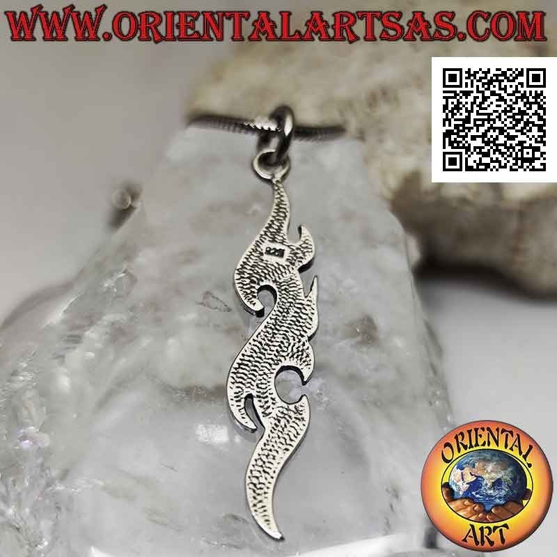 Ciondolo in argento, tribale Maori allungato