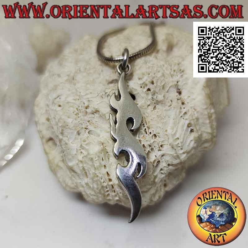 Colgante de plata, tribal maorí alargada