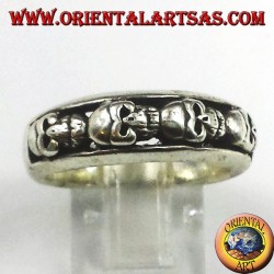banda de anillo de plata, cráneos