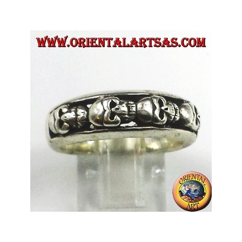 argent bande de bague, crânes