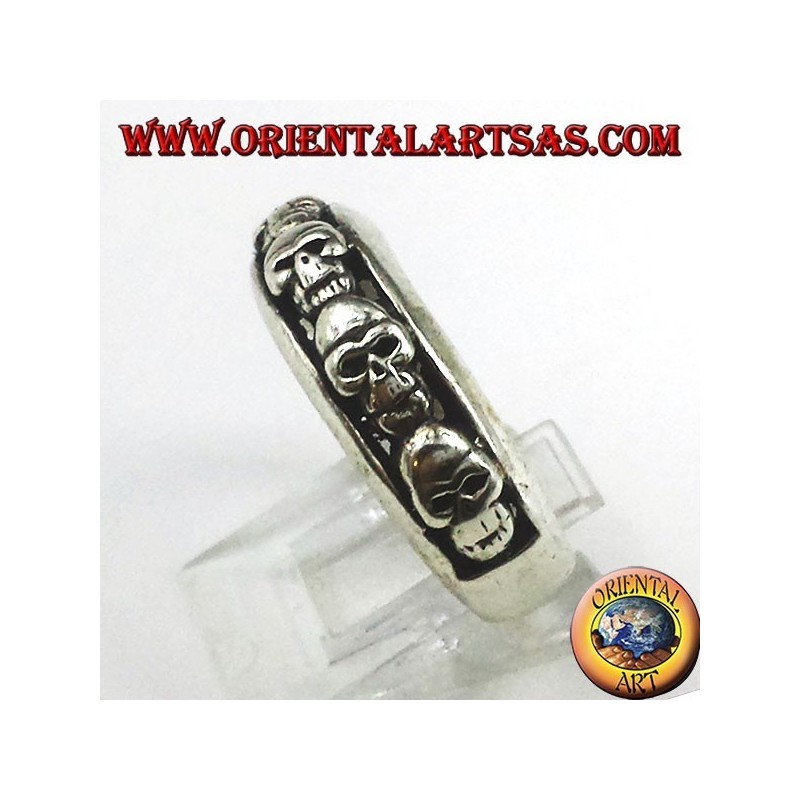 silver ring band skulls