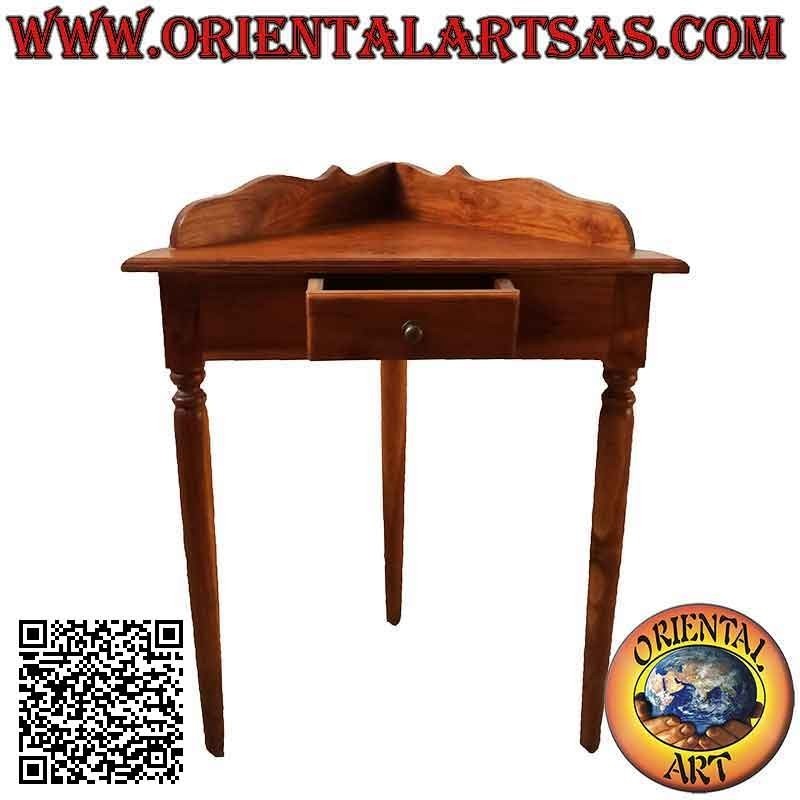 Corner console table for entrance in teak wood (natural)
