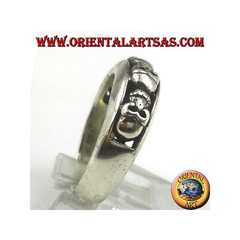 Anello Fascia Teschi Argento 925 Altorilievo | Oriental Art