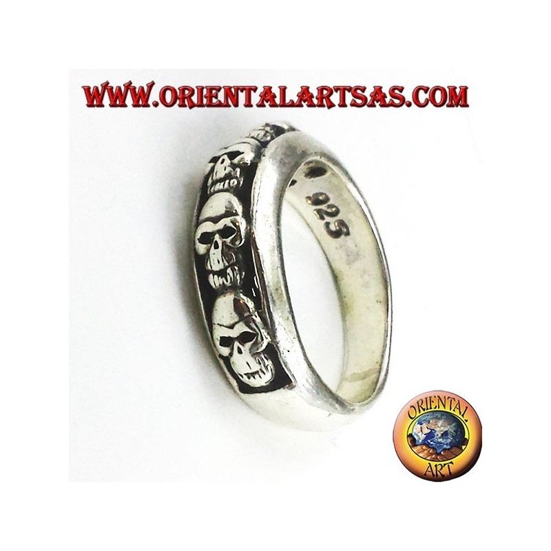silver ring band skulls